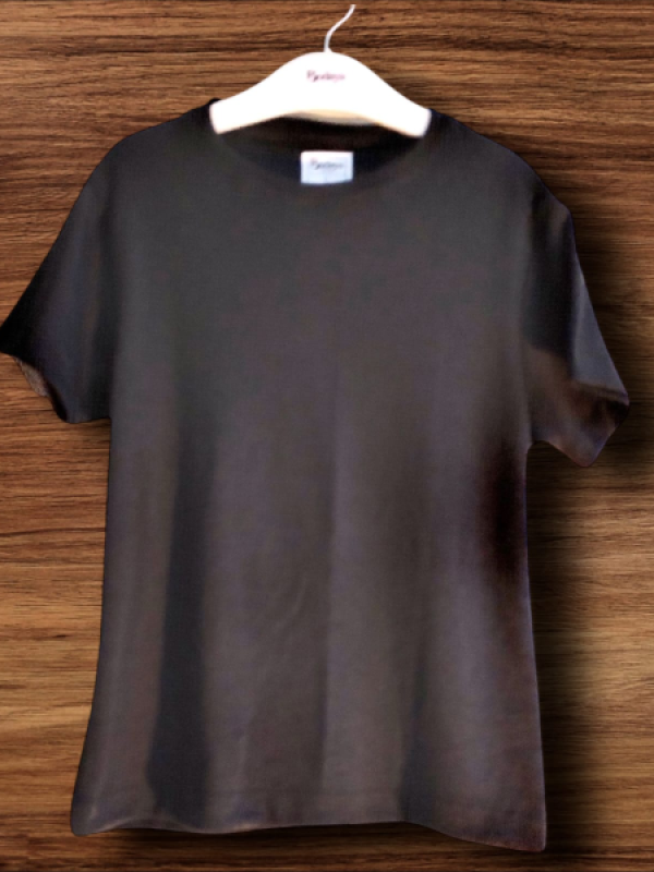 Black Cotton Short Sleeve Basic