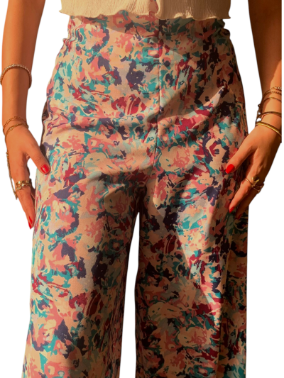 Crepe wide leg pants