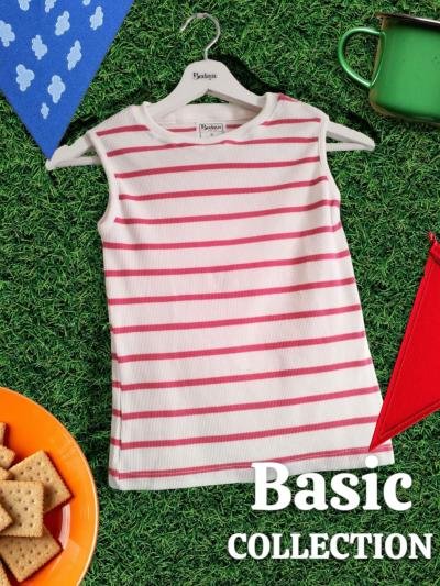 Pink Striped No sleeve basic top