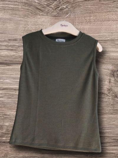 Olive sleeveless cotton basic